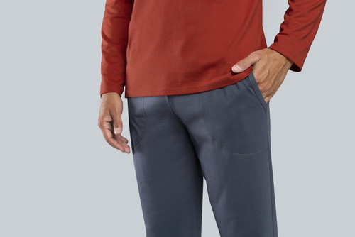 Lion Мъжка пижама с дълъг ръкав, панталон Италианска мода - червено/графит