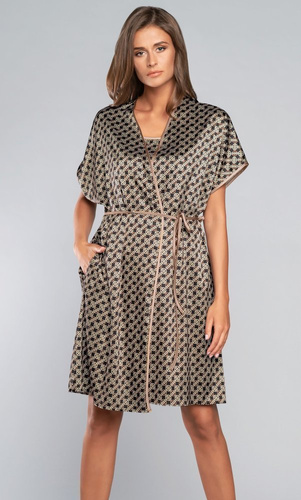 Елипсовиден халат с къс ръкав Италианска мода - кафяв