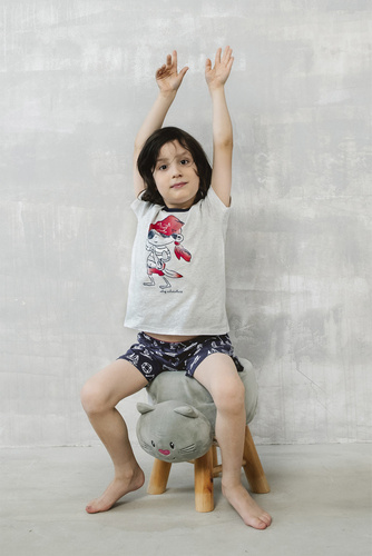 Kastos Пижама с къс ръкав, панталон Италианска мода - светъл меланж