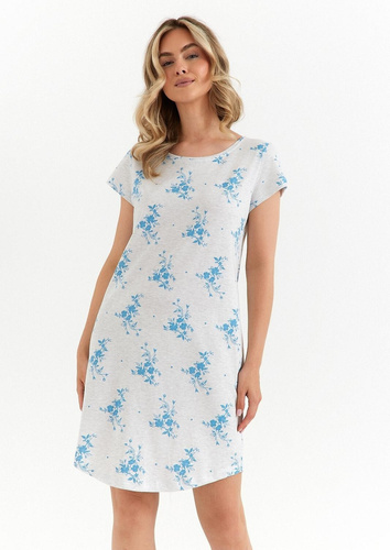 491 Дамска нощница Cana, лек меланжиран памук, къс ръкав, удобна