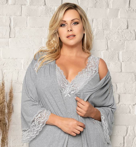 Халат Samaria Италианска мода 3/4 ръкав - сив