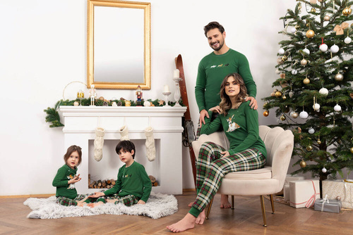 Zonda Дамска пижама с дълъг ръкав и дълъг панталон Италианска мода - зелено/принт