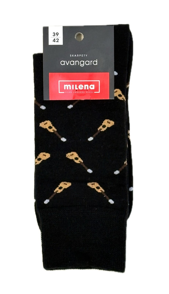 Мъжки чорапи Милена Авангард 0125-122 – Малки китари | Памук, без налягане, полско производство - черен
