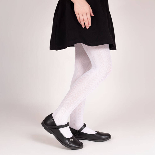 141804 W3 Жакардов чорапогащник Nicol - бял