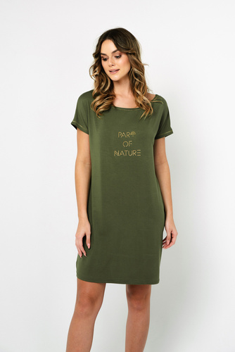 Natura Дамска нощница с къс ръкав Италианска мода - каки