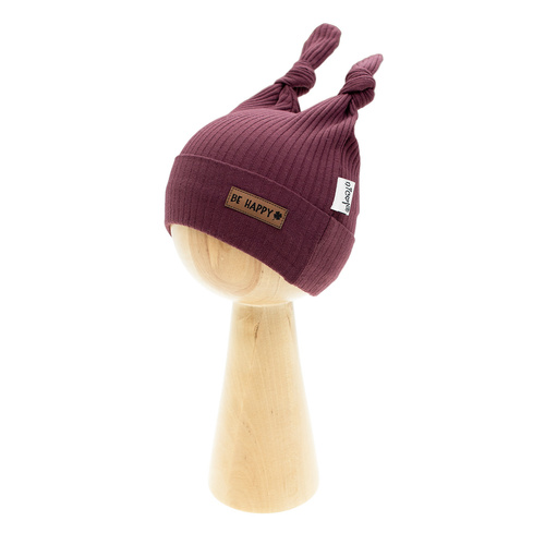 217054 Памучна шапка Алиса Никол – бордо с възли