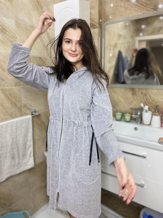 498 Macarena II Къс дамски халат Forex - светъл меланж