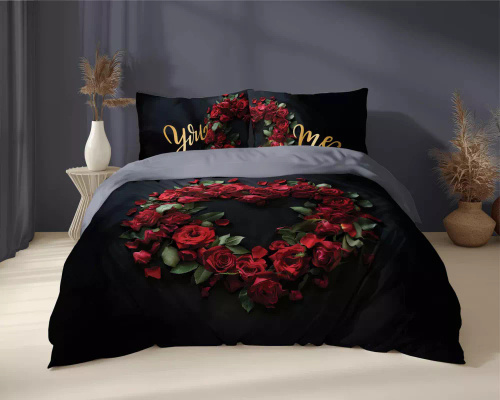 5287 A Холандско памучно спално бельо Ти и Аз Ти и Аз Detexpol черно