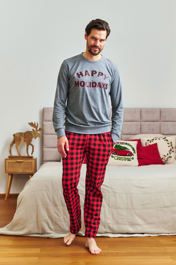 7344 Тъмно сива мъжка пижама Doctor Nap - 100% памук