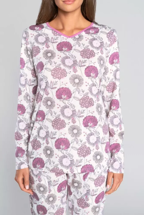 Дамска пижама с дълъг ръкав, панталон Lobelia Италианска мода -