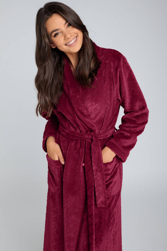 Дамски халат от полар Bona Италианска мода - бордо 