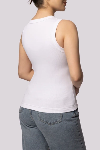 Потник на панделка Дамска тениска без ръкави Мона бяла