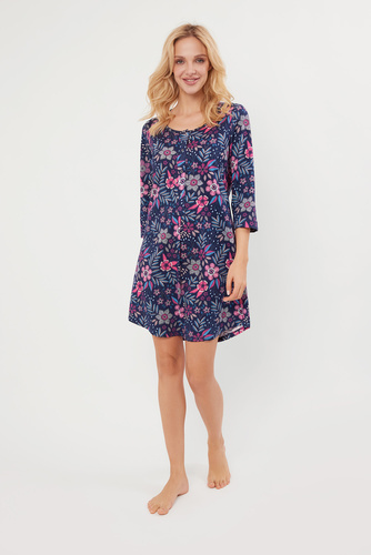 Фолклорна нощница с разкопчани копчета, 3/4 ръкав Италианска мода - принт