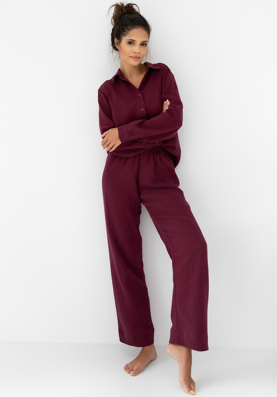 Дамска пижама Colette Sensis - муселин, памук, дълъг ръкав, закопчаване с копчета