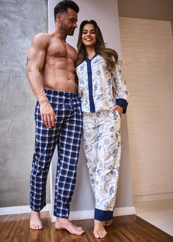 Дамска пижама 514/443 Amber CORNETTE – памук, дълъг ръкав, закопчана