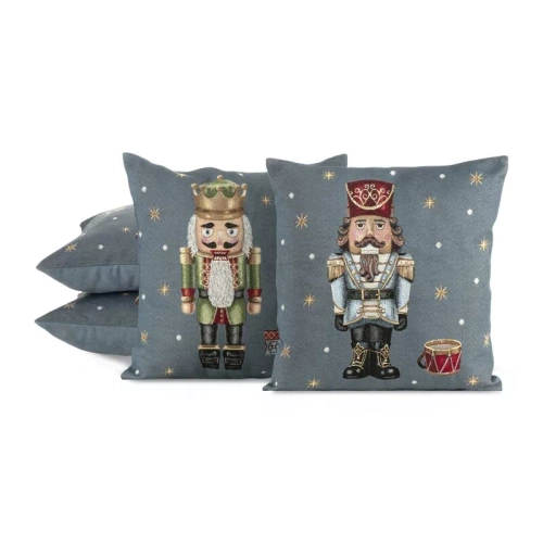 Chp 6082 Коледен гоблен Калъфка за възглавница Лешникотрошачка Евро Пердета Сиво