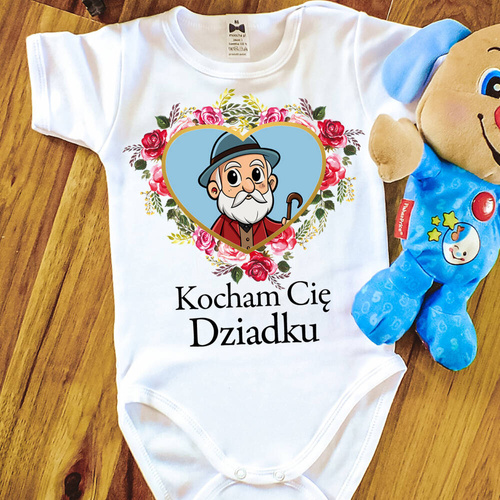 SKU N069 Боди с къс ръкав "Обичам те, дядо" Moocha, бяло