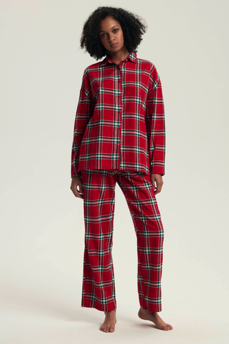 43718 Дамски коледен пижамен комплект Dotie Henderson, червен - дълъг ръкав и панталон