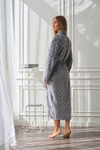 2552 Дамски дълъг халат Cora, L&amp;L сив – Елегантност и комфорт в едно