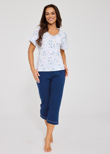Cornette Gianna 876/346 дамска памучна пижама цветя панталон 7/8