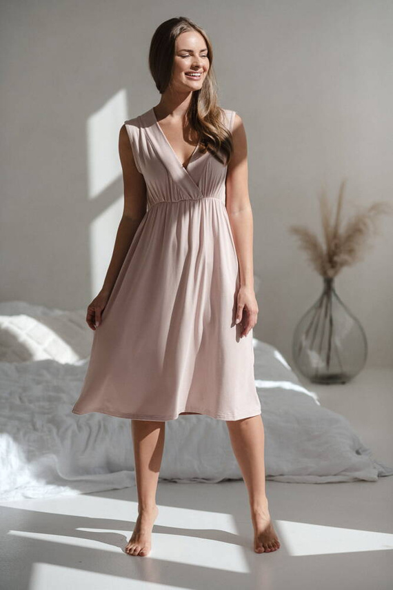 Нощница за бременни и кърмачки Star Light от бамбук Milk&Love, пудрово розово