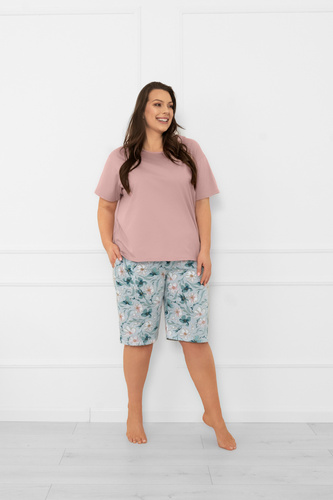 Дамска пижама Perlis - къс ръкав, къс панталон, памук Италианска мода