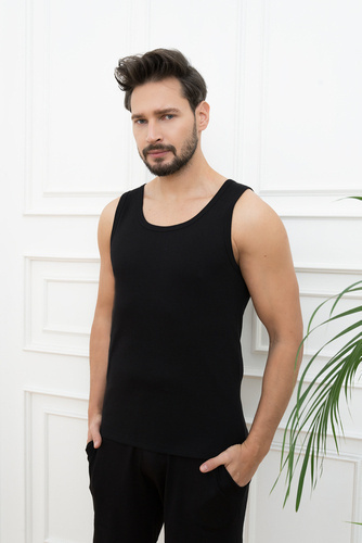 Paco Мъжка жилетка с широки рамене Италианска мода - черна