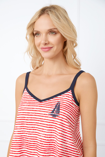 Flota Дамска пижама с вталена кройка, къси панталони Италианска мода - принт червено/синьо 