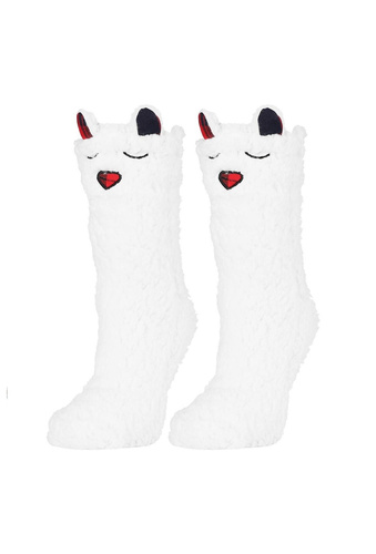 Дамски чорапи Moraj CDC1600-001 бяло-розови - пухкави, с усмихнато лице и противоплъзгащ ABS