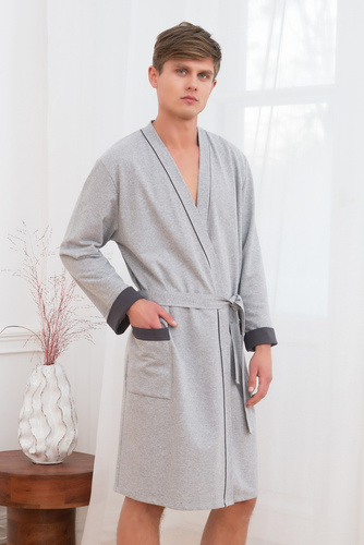 Gabriel Мъжки халат за баня с джобове Италианска мода - меланж/графит
