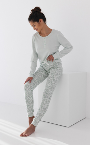 Маслинова дамска пижама Sensis Interlock - мента