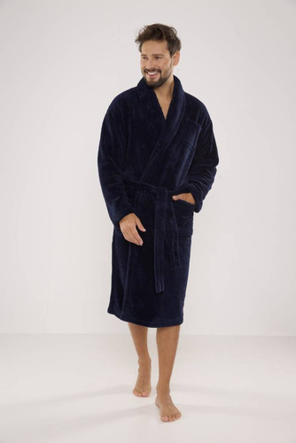 811 Мъжки плюшен халат De Lafense - тъмносин