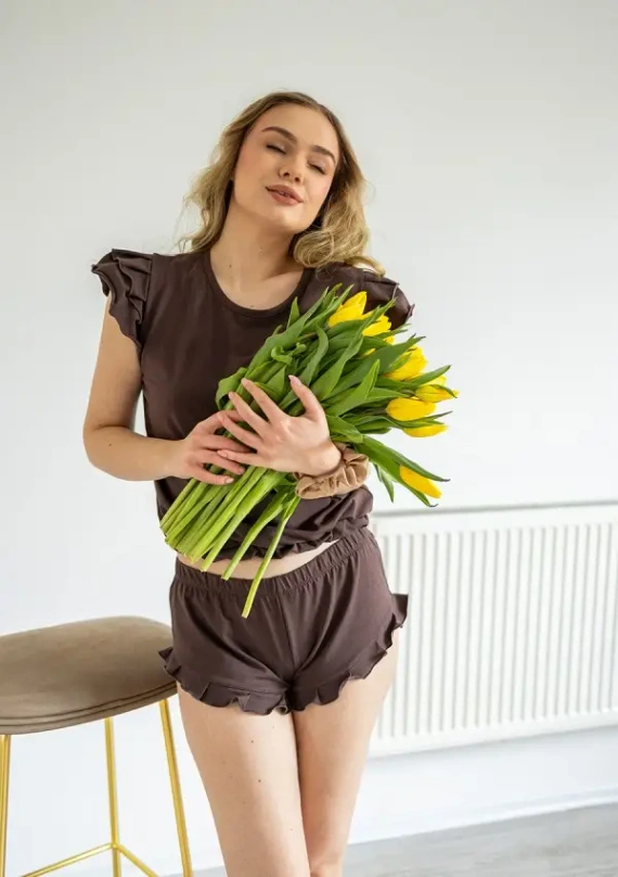 Дамска пижама Dkaren Lulu 2 памук комплект къси удобна