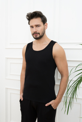 Paco Мъжка жилетка с широки рамене Италианска мода - черна