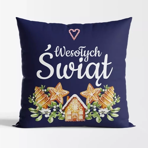 TBN016 Коледна възглавница Gingerbread Marquisette тъмносиня