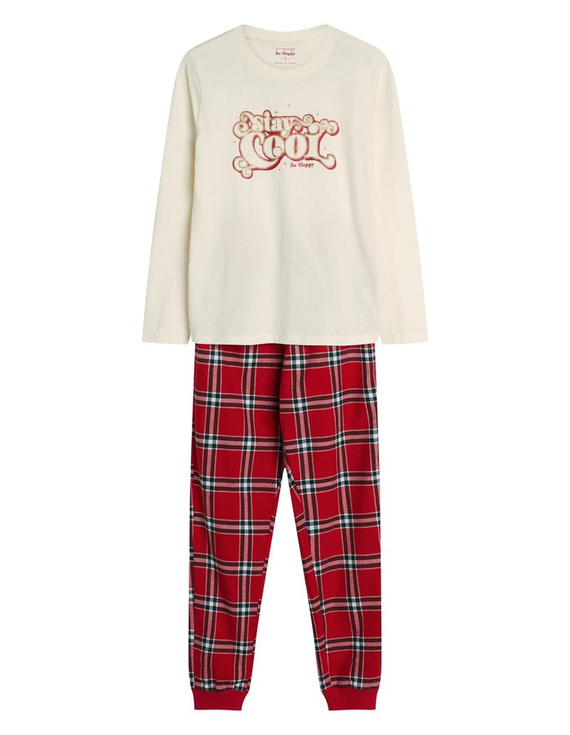 43718 Дамски коледен пижамен комплект Dotie Henderson, червен - дълъг ръкав и панталон