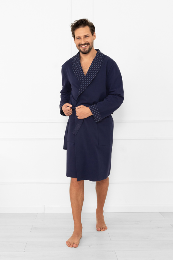 Мъжки халат Gerard - 100% памук, класическа кройка с елегантен завършек Италианска мода 