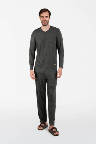 Akord Мъжка пижама с дълъг ръкав и дълъг панталон Италианска мода - c.меланж