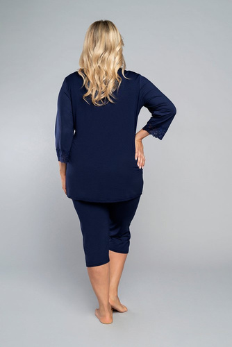 Izyda Пижама 3/4 ръкав, 3/4 панталон Италианска мода - тъмно синьо