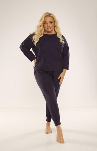 347 Paula Plus Size Женска пижама De Lafense - тъмно синьо