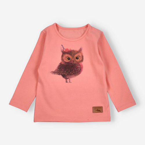 KAR-3001 Блуза с дълъг ръкав Lagarto Verde в цвят сьомга за момичета – стилна, памучна, полско производство