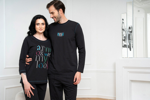 Дамска пижама Olza 3/4 ръкав, 3/4 панталон Италианска мода - черна 