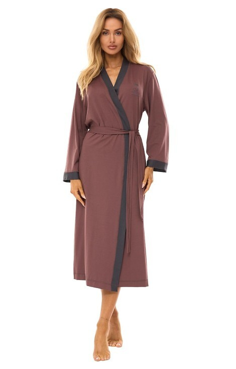 2505 L&L дамски дълъг халат - слива