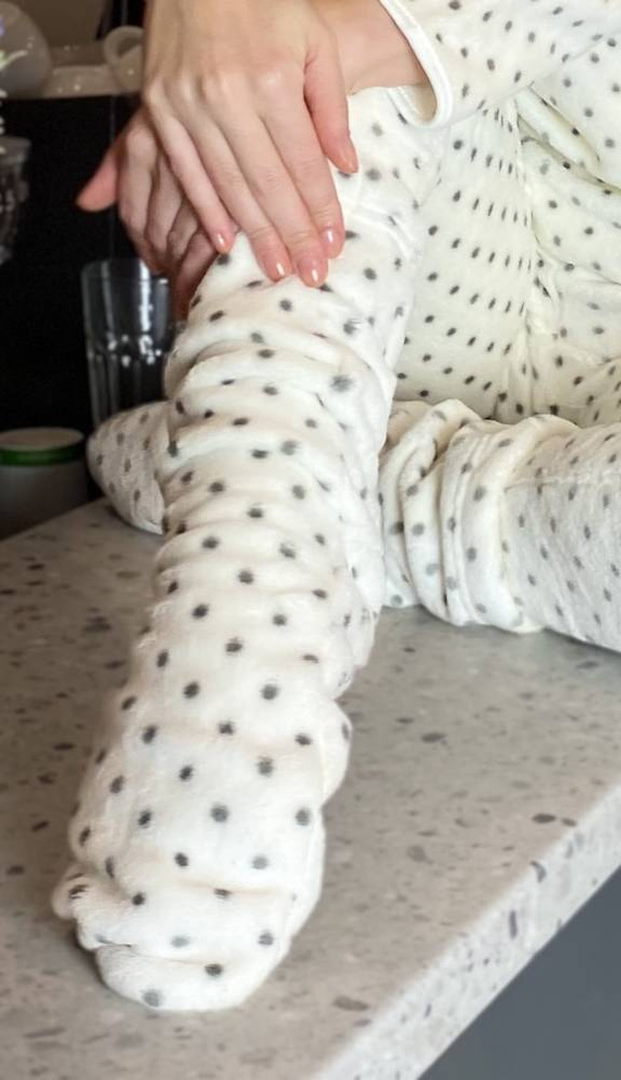 553/554 Wellsoft Гладки чорапи за сън De Lafense - екрю на малки точки