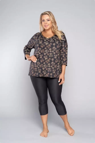 Pinnia Дамска пижама с 3/4 ръкав, 3/4 панталон Италианска мода - принт/графит 