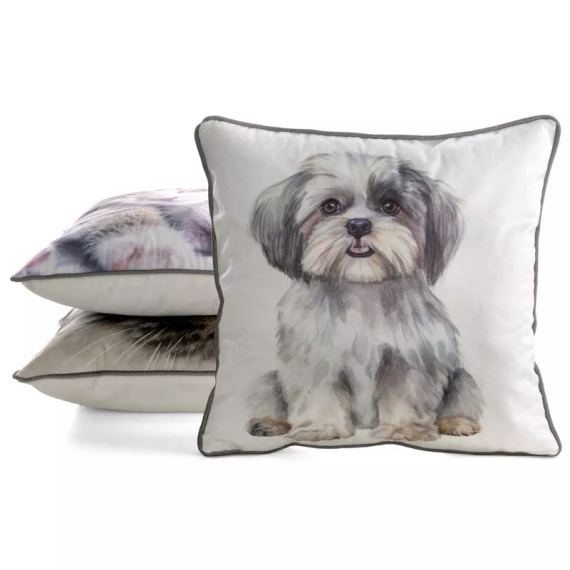 Калъфка Animal 45x45 кадифе Eurofirany със цип Shih Tzu