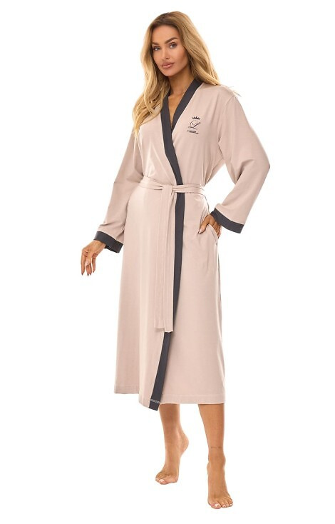 2505 Дамски дълъг халат L&L - бежов