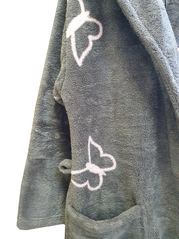 672 Пеперуди Къс дамски халат Forex - сив