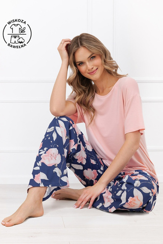 Дамска пижама Italian Fashion Ardizja от вискоза и памук с цветя, дълга