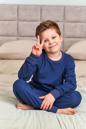 7351 Памучна детска пижама Doctor Nap - класически комфорт - тъмносиня